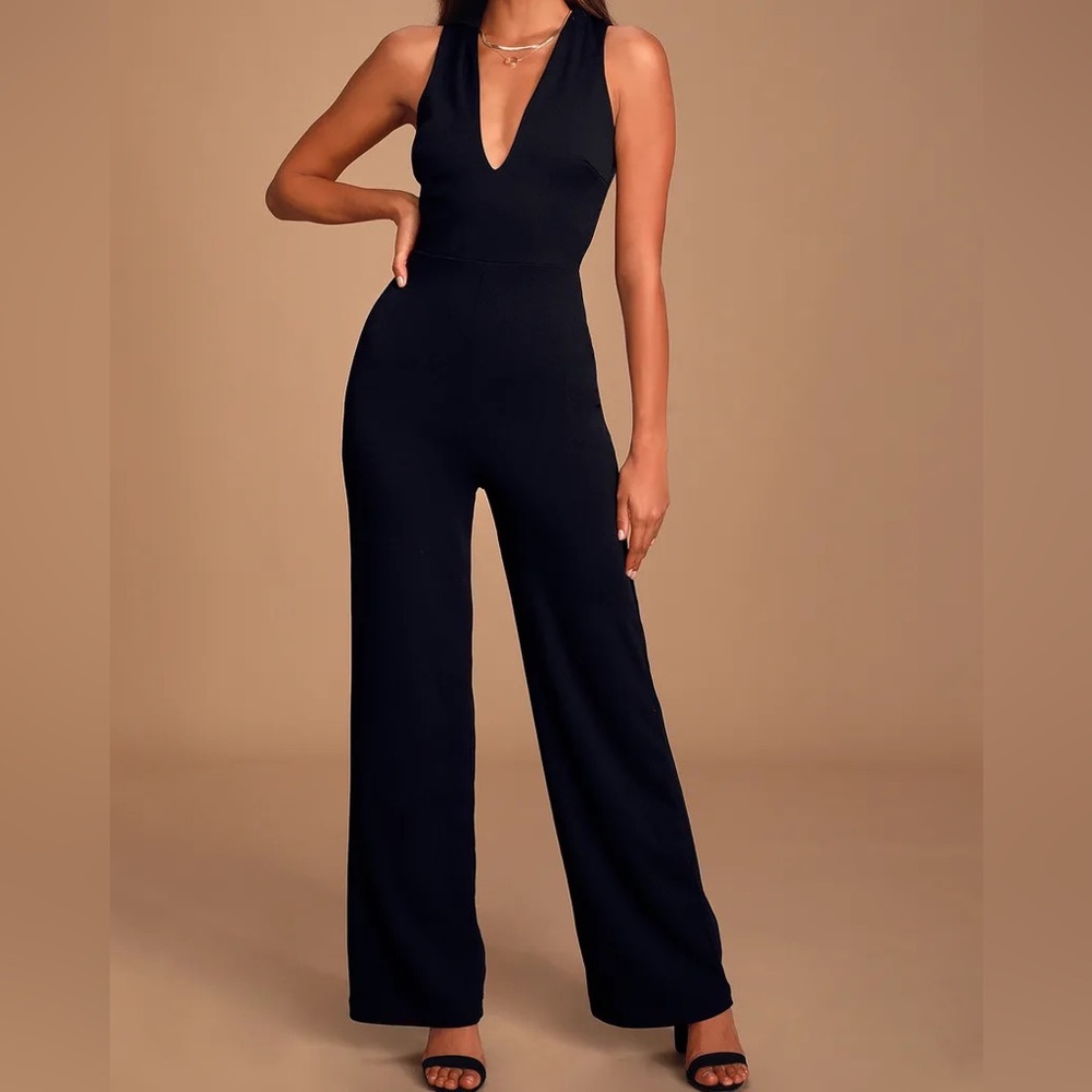 Lulus Thinking Out Loud Black Backless Jumpsuit View 5